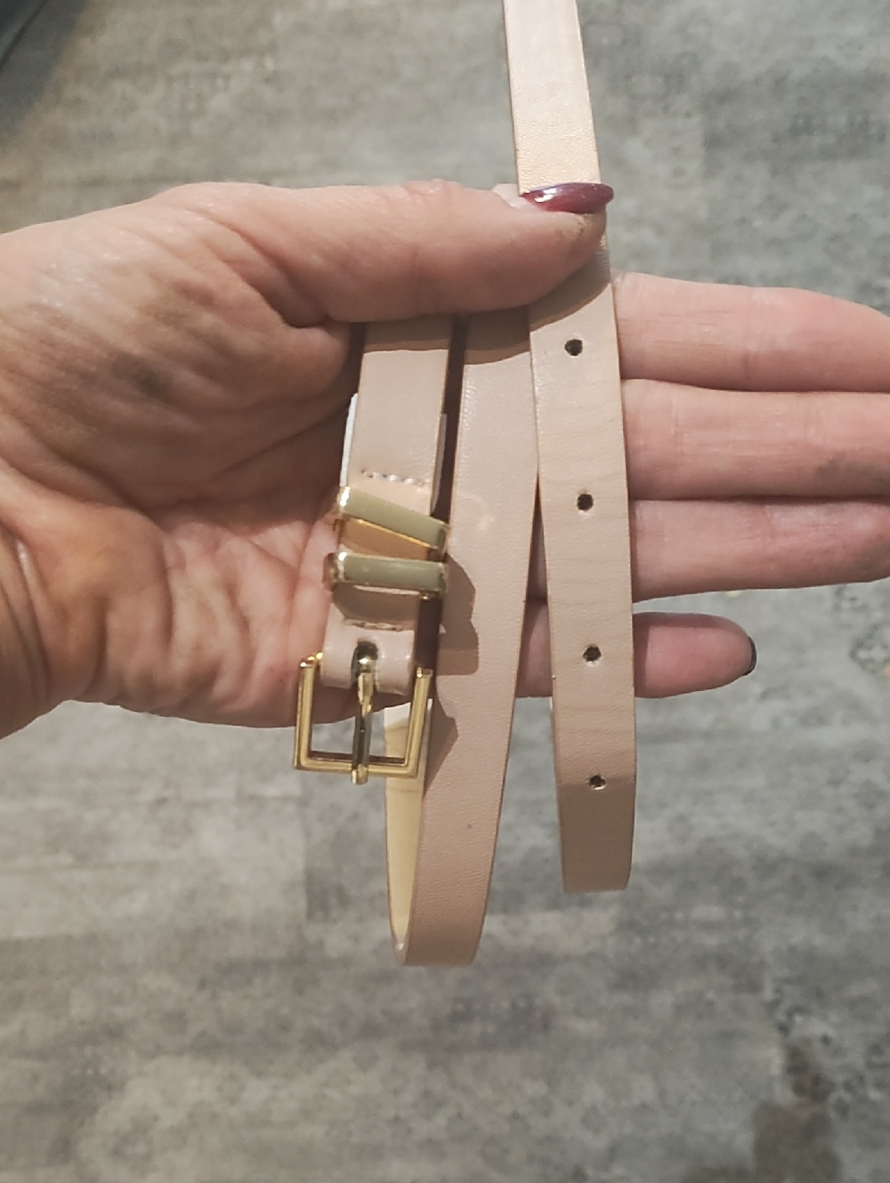 Source Unknown Blush Narrow Women's Belt with Gold Buckle